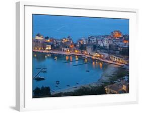 View over Harbour at Dusk, Castellammare Del Golfo, Sicily, Italy-Peter Adams-Framed Photographic Print