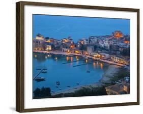 View over Harbour at Dusk, Castellammare Del Golfo, Sicily, Italy-Peter Adams-Framed Photographic Print