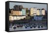 View over Harbour, Tenby, Carmarthen Bay, Pembrokeshire, Wales, United Kingdom, Europe-Stuart Black-Framed Stretched Canvas