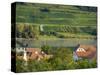 View over historic village Spitz towards the vineyards near Hofarnsdorf-Martin Zwick-Stretched Canvas