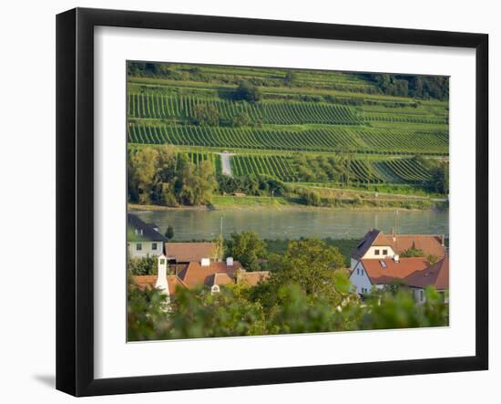 View over historic village Spitz towards the vineyards near Hofarnsdorf-Martin Zwick-Framed Photographic Print