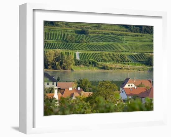 View over historic village Spitz towards the vineyards near Hofarnsdorf-Martin Zwick-Framed Photographic Print