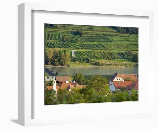 View over historic village Spitz towards the vineyards near Hofarnsdorf-Martin Zwick-Framed Photographic Print