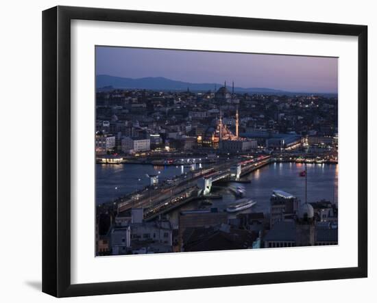 View over Istanbul Skyline from the Galata Tower at Night, Beyoglu, Istanbul, Turkey-Ben Pipe-Framed Photographic Print