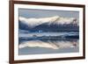 View over Jokulsarlon Glacial Lagoon Towards Snow-Capped Mountains and Icebergs-Lee Frost-Framed Photographic Print