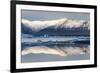 View over Jokulsarlon Glacial Lagoon Towards Snow-Capped Mountains and Icebergs-Lee Frost-Framed Photographic Print