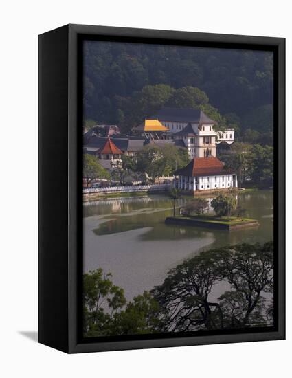 View Over Kandy Lake to the Temple of the Tooth, Kandy, Unesco Heritage Site, Sri Lanka, Asia-Gavin Hellier-Framed Stretched Canvas