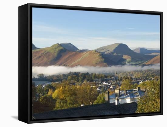 View Over Keswick to Catbells, Causey Pike, Robinson, Lake District, Cumbria, England-James Emmerson-Framed Stretched Canvas