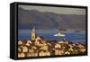 View over Korcula Town, Korcula, Dalmatian Coast, Croatia, Europe,-Neil Farrin-Framed Stretched Canvas