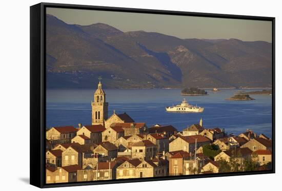 View over Korcula Town, Korcula, Dalmatian Coast, Croatia, Europe,-Neil Farrin-Framed Stretched Canvas