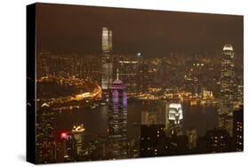 View over Kowloon, Victoria Harbor, and Central, from Victoria Peak, Hong Kong, China-David Wall-Stretched Canvas