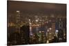 View over Kowloon, Victoria Harbor, and Central, from Victoria Peak, Hong Kong, China-David Wall-Stretched Canvas