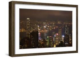 View over Kowloon, Victoria Harbor, and Central, from Victoria Peak, Hong Kong, China-David Wall-Framed Photographic Print