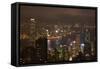 View over Kowloon, Victoria Harbor, and Central, from Victoria Peak, Hong Kong, China-David Wall-Framed Stretched Canvas