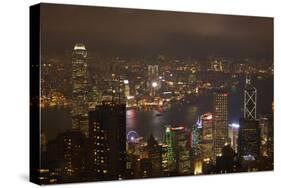 View over Kowloon, Victoria Harbor, and Central, from Victoria Peak, Hong Kong, China-David Wall-Stretched Canvas