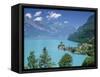 View Over Lake Brienz to Iseltwald, Switzerland-Simon Harris-Framed Stretched Canvas