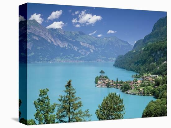 View Over Lake Brienz to Iseltwald, Switzerland-Simon Harris-Stretched Canvas