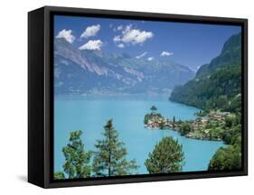 View Over Lake Brienz to Iseltwald, Switzerland-Simon Harris-Framed Stretched Canvas