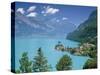 View Over Lake Brienz to Iseltwald, Switzerland-Simon Harris-Stretched Canvas