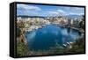 View over Lake Voulismeni, Agios Nikolaos, Crete, Greek Islands, Greece-Michael Runkel-Framed Stretched Canvas