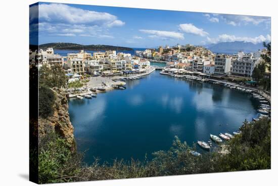 View over Lake Voulismeni, Agios Nikolaos, Crete, Greek Islands, Greece-Michael Runkel-Stretched Canvas