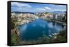 View over Lake Voulismeni, Agios Nikolaos, Crete, Greek Islands, Greece-Michael Runkel-Framed Stretched Canvas