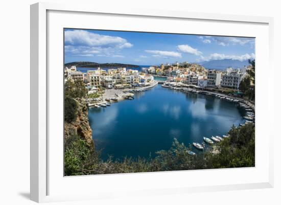 View over Lake Voulismeni, Agios Nikolaos, Crete, Greek Islands, Greece-Michael Runkel-Framed Photographic Print