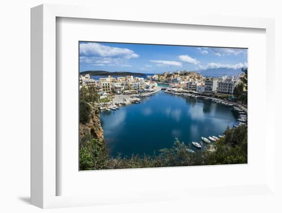 View over Lake Voulismeni, Agios Nikolaos, Crete, Greek Islands, Greece-Michael Runkel-Framed Photographic Print