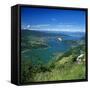 View over Lake with Paraglider, Lake Annecy, Rhone Alpes, France, Europe-Stuart Black-Framed Stretched Canvas