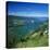 View over Lake with Paraglider, Lake Annecy, Rhone Alpes, France, Europe-Stuart Black-Stretched Canvas