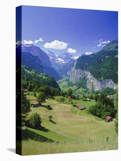 View Over Lauterbrunnen from Wengen, Bernese Oberland, Swiss Alps, Switzerland, Europe-Simon Harris-Stretched Canvas