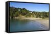View over Little Oneroa Beach, Waiheke Island, Hauraki Gulf, North Island, New Zealand, Pacific-Michael Runkel-Framed Stretched Canvas