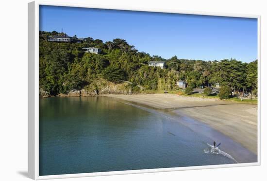 View over Little Oneroa Beach, Waiheke Island, Hauraki Gulf, North Island, New Zealand, Pacific-Michael Runkel-Framed Photographic Print