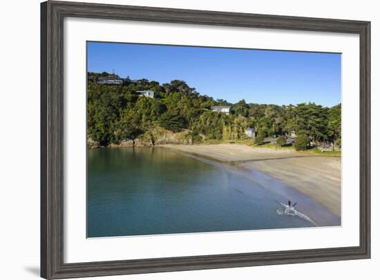 View over Little Oneroa Beach, Waiheke Island, Hauraki Gulf, North Island, New Zealand, Pacific-Michael Runkel-Framed Photographic Print