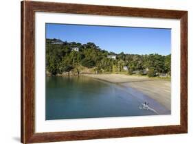 View over Little Oneroa Beach, Waiheke Island, Hauraki Gulf, North Island, New Zealand, Pacific-Michael Runkel-Framed Photographic Print