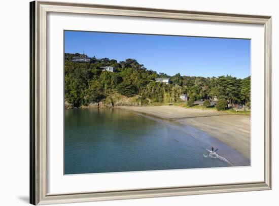 View over Little Oneroa Beach, Waiheke Island, Hauraki Gulf, North Island, New Zealand, Pacific-Michael Runkel-Framed Photographic Print