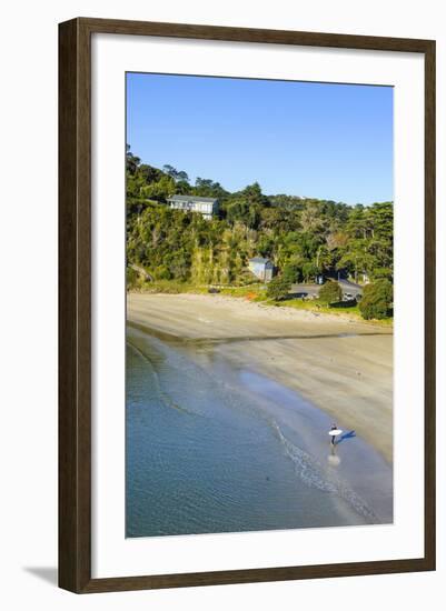 View over Little Oneroa Beach, Waiheke Island, Hauraki Gulf, North Island, New Zealand, Pacific-Michael Runkel-Framed Photographic Print