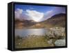 View over Llyn Llydaw Looking at Cloud Covered Peak of Snowdon, Snowdonia National Park, Wales, UK-Ian Egner-Framed Stretched Canvas