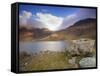 View over Llyn Llydaw Looking at Cloud Covered Peak of Snowdon, Snowdonia National Park, Wales, UK-Ian Egner-Framed Stretched Canvas