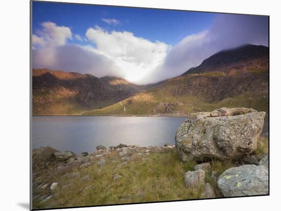 View over Llyn Llydaw Looking at Cloud Covered Peak of Snowdon, Snowdonia National Park, Wales, UK-Ian Egner-Mounted Photographic Print