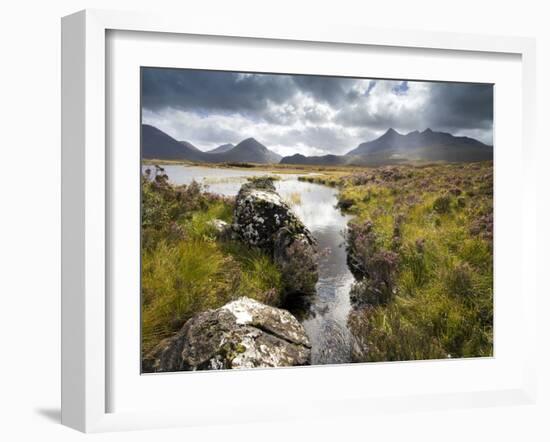 View over Loch Caol to Sgurr Nan Gillean and Marsco, Glen Sligachan, Isle of Skye, Highlands, Scotl-Lee Frost-Framed Photographic Print