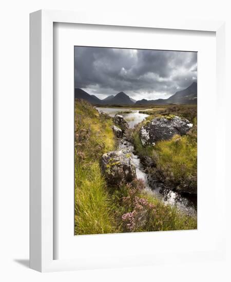 View over Loch Caol to Sgurr Nan Gillean and Marsco, Glen Sligachan, Isle of Skye, Highlands, Scotl-Lee Frost-Framed Photographic Print