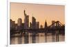 View over Main River to Floesserbruecke bridge and financial district, Frankfurt, Hesse, Germany, E-Markus Lange-Framed Photographic Print