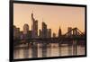 View over Main River to Floesserbruecke bridge and financial district, Frankfurt, Hesse, Germany, E-Markus Lange-Framed Photographic Print