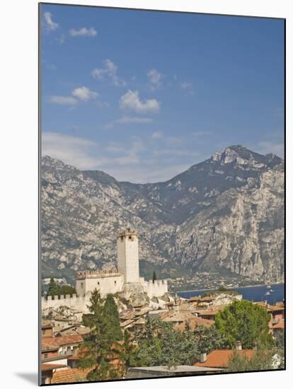 View over Malcesine and the Scaligero Castle, Lake Garda, Veneto, Italy, Europe-James Emmerson-Mounted Photographic Print