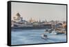 View over Moscow and the Moskva River (Moscow River) at Sunset, Russia, Europe-Michael Runkel-Framed Stretched Canvas