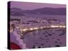 View Over Mykonos Town, Illuminated at Night, Island of Mykonos (Mikonos), Greek Islands, Greece-Fraser Hall-Stretched Canvas