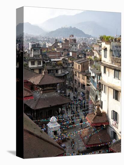 View over Narrow Streets and Rooftops Near Durbar Square Towards the Hilltop Temple of Swayambhunat-Lee Frost-Stretched Canvas