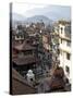 View over Narrow Streets and Rooftops Near Durbar Square Towards the Hilltop Temple of Swayambhunat-Lee Frost-Stretched Canvas