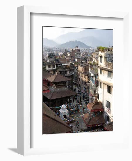 View over Narrow Streets and Rooftops Near Durbar Square Towards the Hilltop Temple of Swayambhunat-Lee Frost-Framed Photographic Print